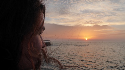 Sonnenuntergang am Atlantik in Cadiz